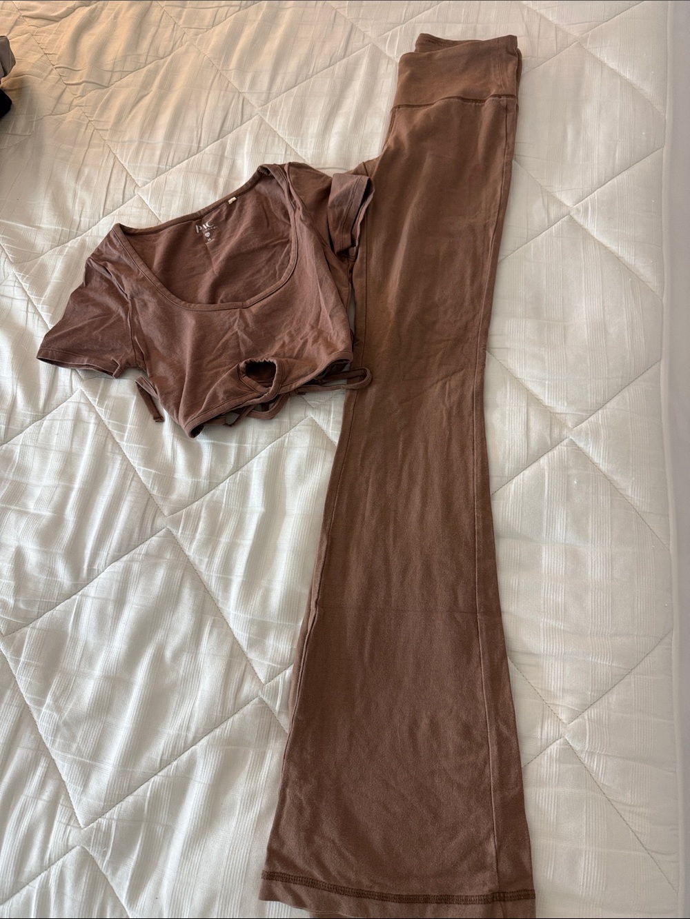 PacSun Brown Scoop Neck Top and Matching Flare Pants